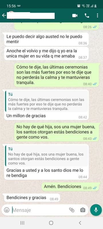 Testimonio de cliente atendido por WhatsApp